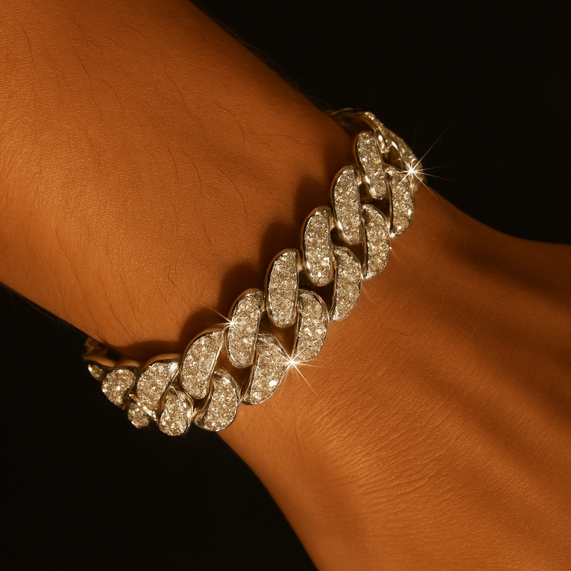Pulseira Ice Cuban - Prata Brilhante