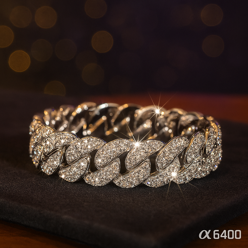 Pulseira Ice Cuban - Prata Brilhante