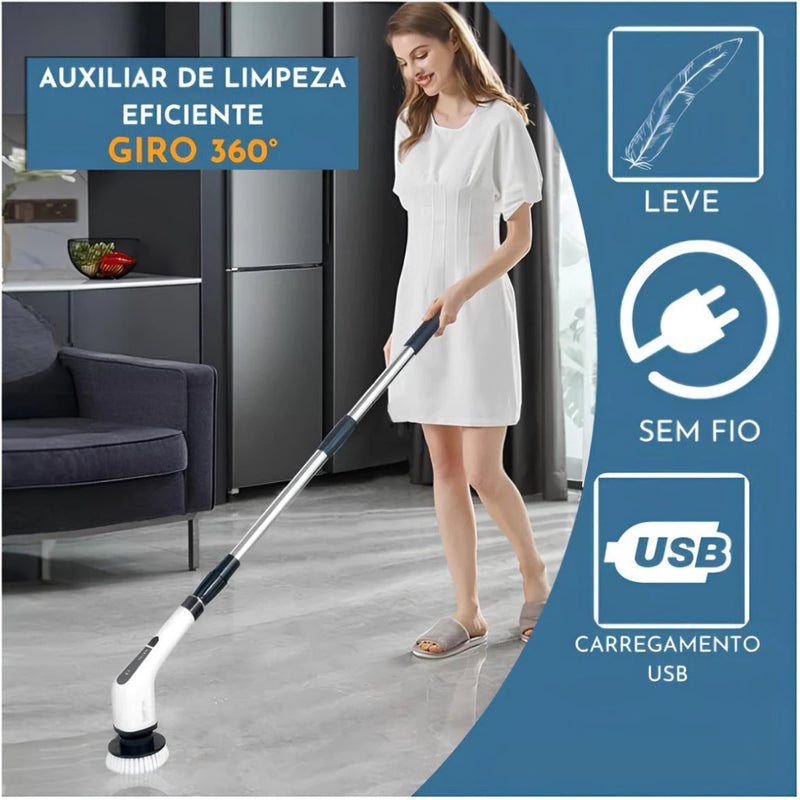 Escova De Limpeza Ajustável - 9 em 1 Recarregável
