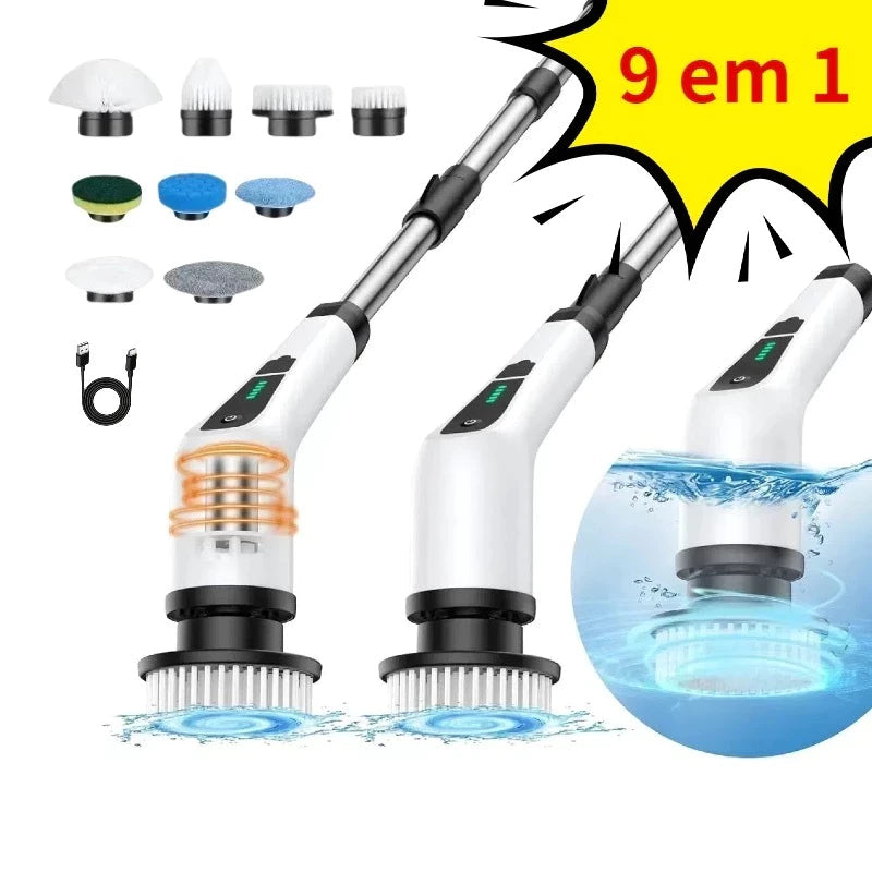 Escova De Limpeza Ajustável - 9 em 1 Recarregável