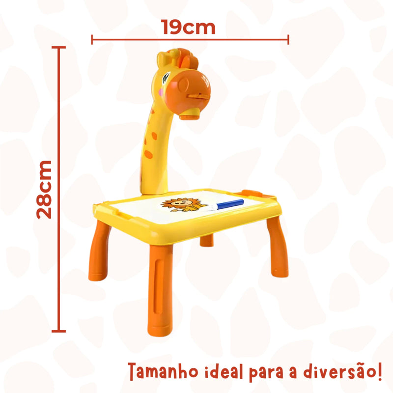 Projetor Girafinha + Mesinha Interativa Iluminada + Livro de Desenhar